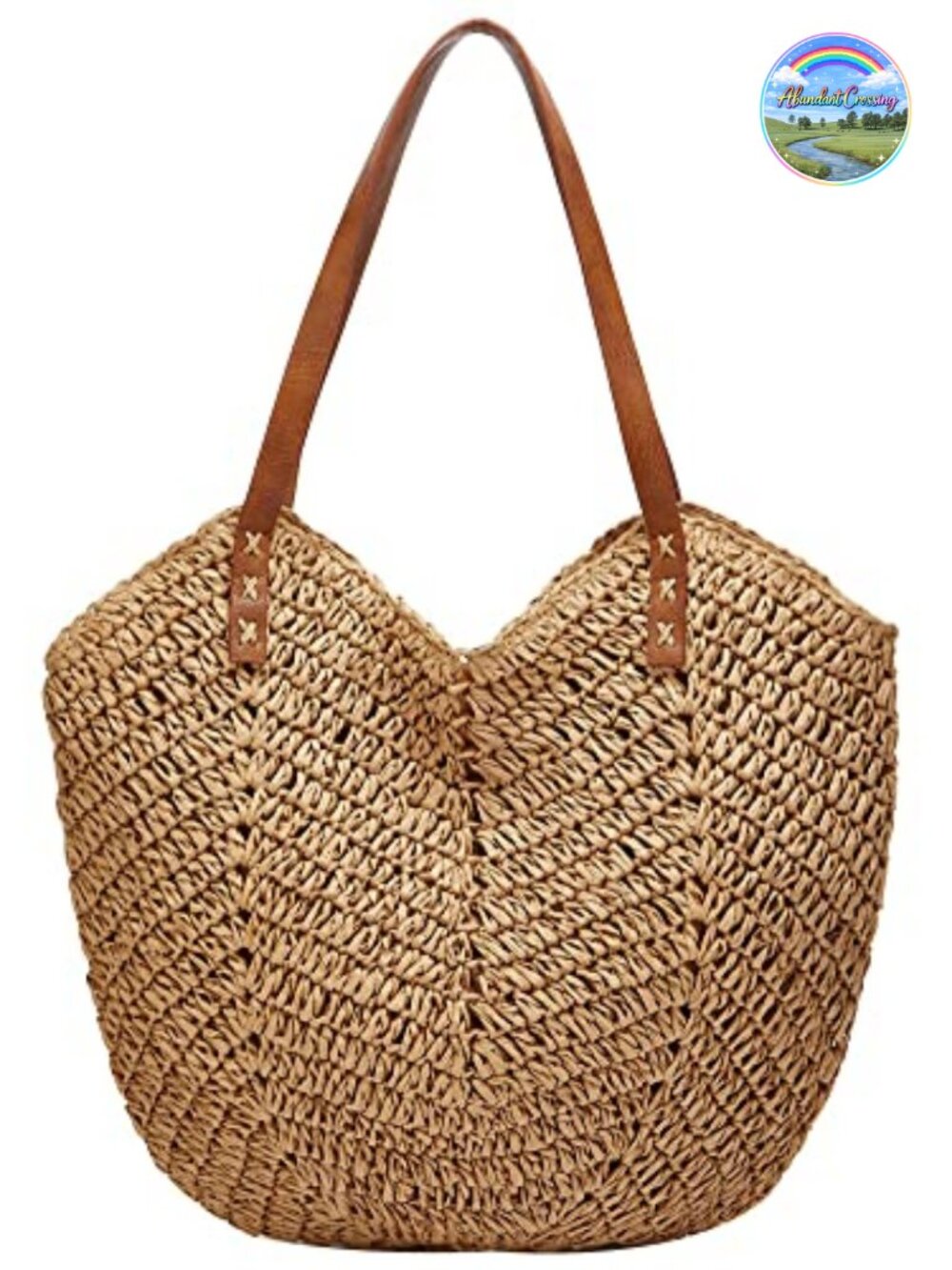 Hand Woven Straw Tote Bag Large Woven Shoulder Handbag Summer Beach